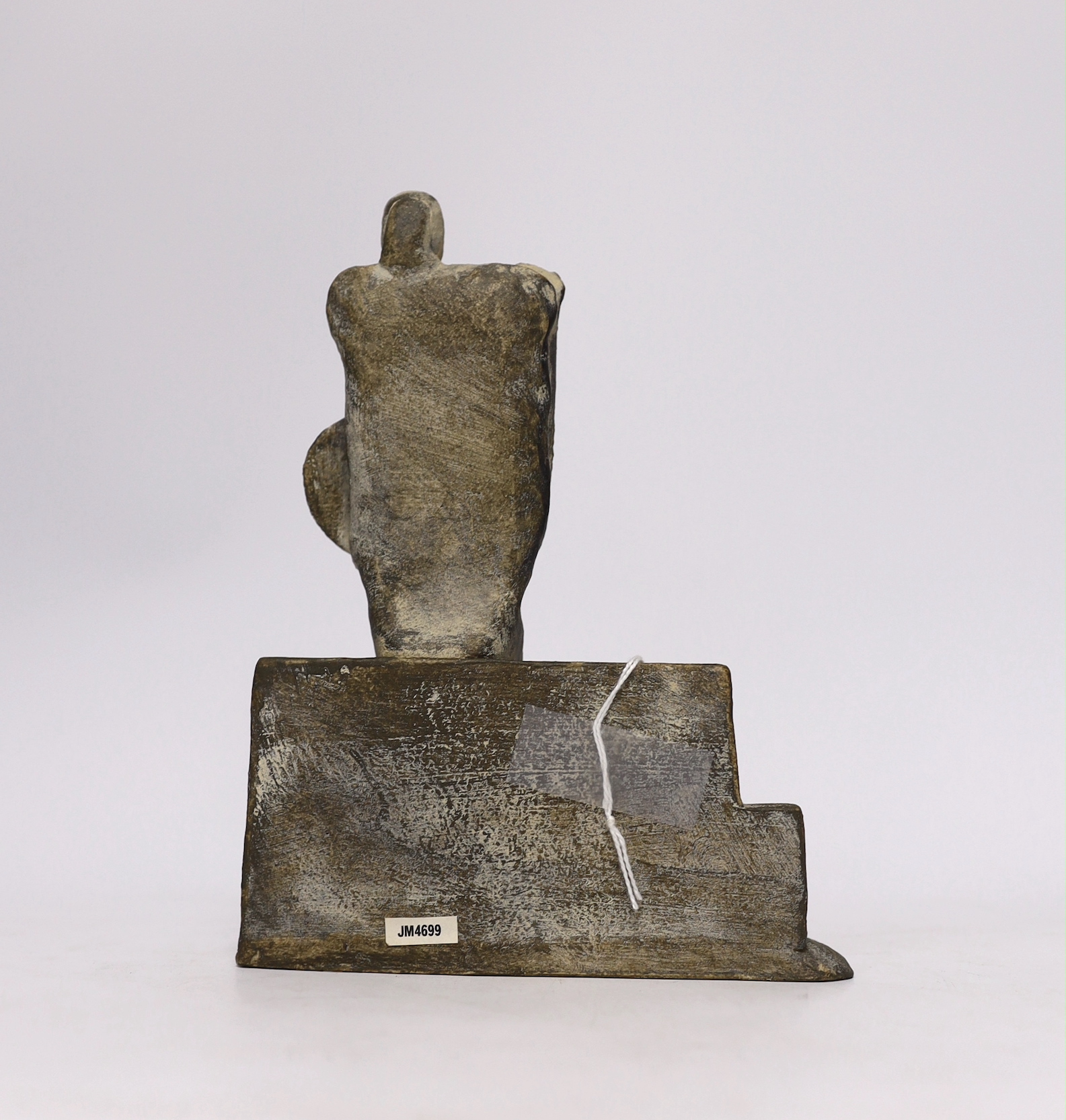 John Maltby (1936-2020), a ceramic abstract sculpture ‘Seated Kinght’, moulded maker’s mark, 19cm high